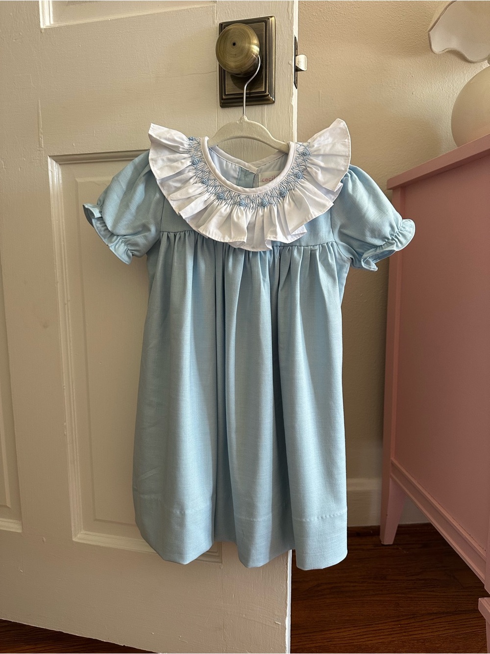 Cecil & Lou - Light Blue Smocked Ruffle Collar Dress - 3T